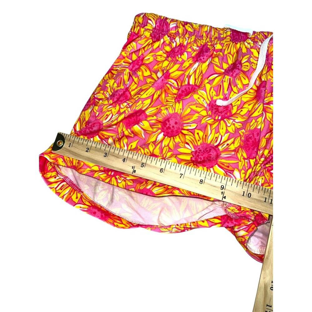 Women's S/M Southern Couture Athletic Shorts Lounge Shorts Pink Sunflower - Picture 5 of 9